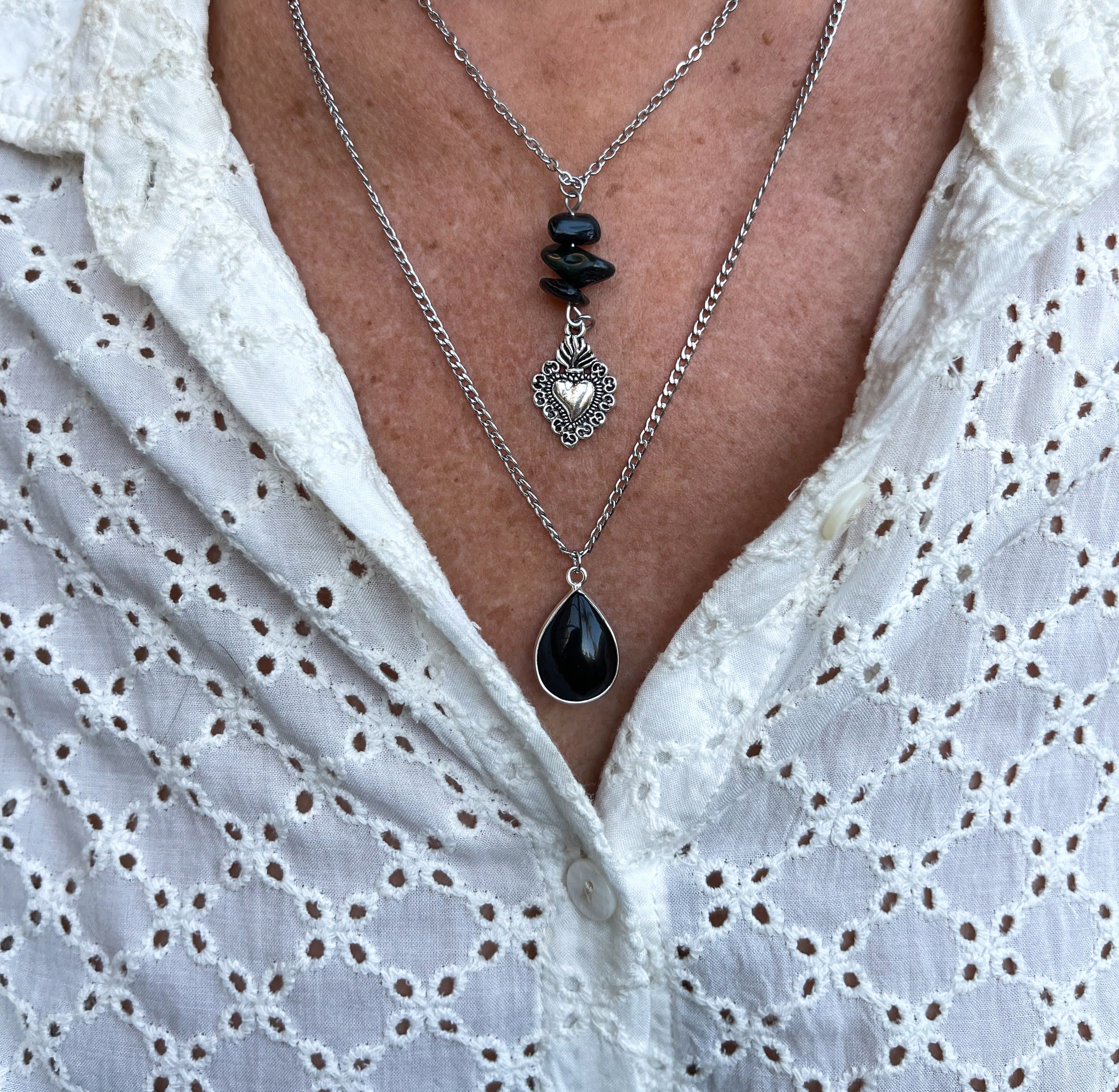 Collar doble con ónix negro 
